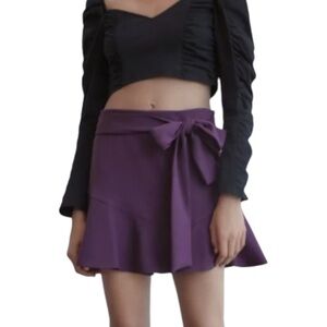 ZARA Purple Skirt Bermuda Skort With Belt XS